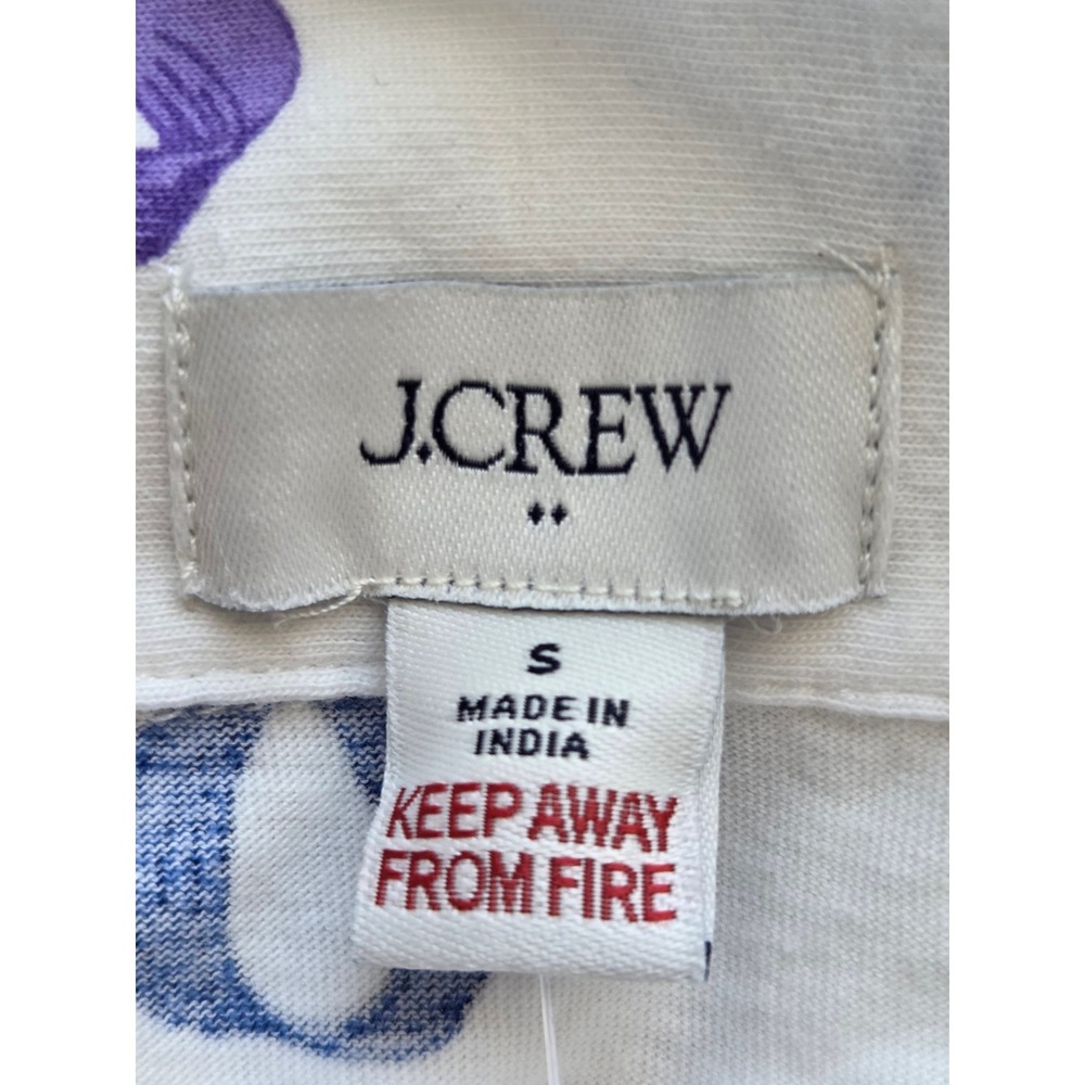 J. Crew Long Sleeve Knit Bow Pajama Set Women S White Multi NWT $128 CO080 - Picture 5 of 11